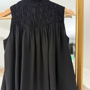 Frame Denim Black Sleeveless Ruffle-Neck Top